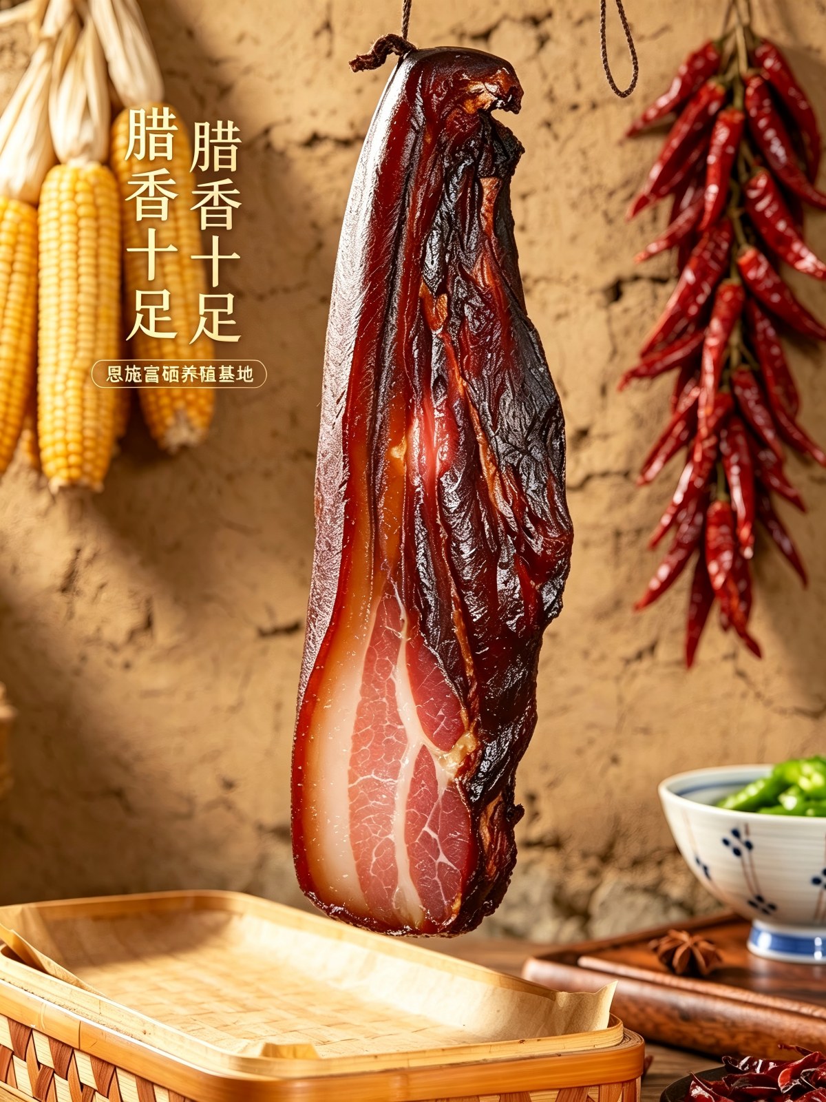 腊腿肉切片・柴火烟熏・腊冬至 图3